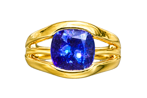 Camile – 4.16ct Tanzanite Ring in 14K Yellow Gold