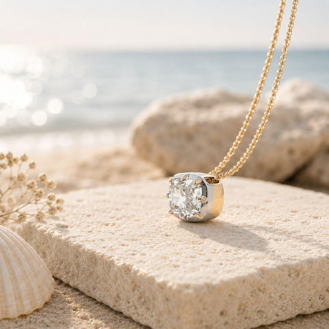 Norse Skaði - Cushion Cut Diamond Slider Pendant
