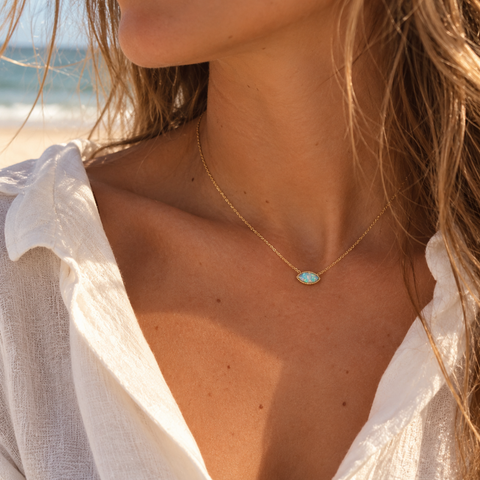 Boho – Australian Opal Marquise Necklace
