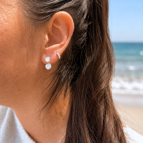 Norse Skaði - Cushion and Round Cut Diamond Earrings