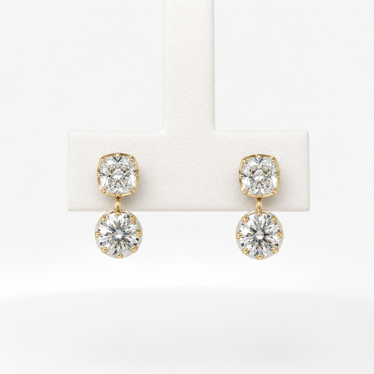 Norse Skaði - Cushion and Round Cut Diamond Earrings -  Paddington Jeweller - Ojco