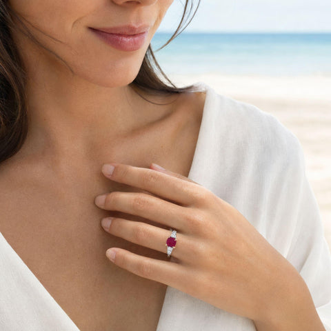 Julie Cushion Cut Ruby & Diamond Ring