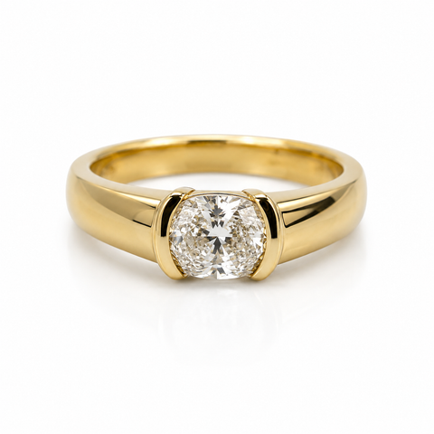 Danu - East/West open bezel wide band Engagement Ring