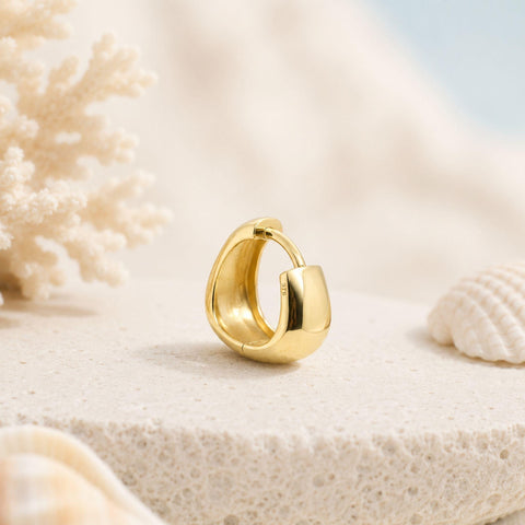 Lorelei Triangle Huggie Earrings in 9K Yellow Gold