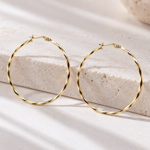 Lyric – 9ct Yellow Gold Twisted Hoop Earrings