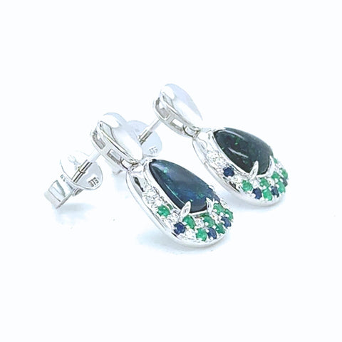 Eleanor – Custom Black Opal Drop Earrings -  Paddington Jeweller - Ojco