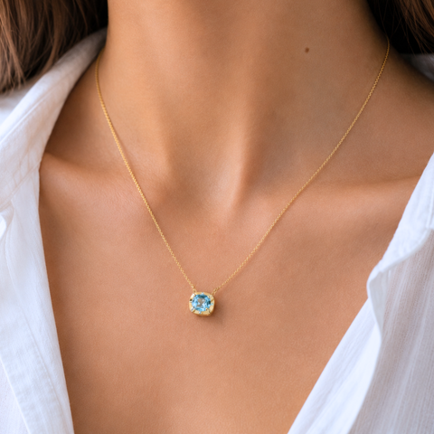 Norse Freyja - Aquamarine Slider Pendant