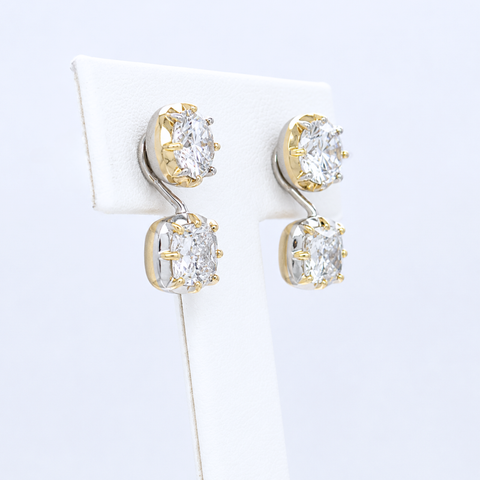 Norse Sif  - Round & Cushion Cut Diamond Earrings