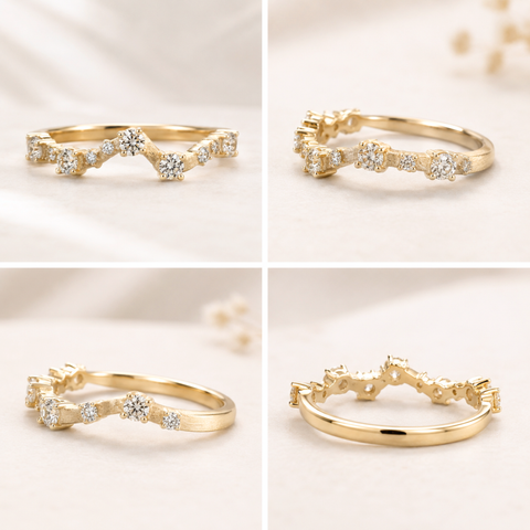 Bruna - Custom Organic Diamond Ring in 9K Yellow Gold