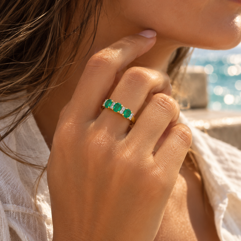 Oaklee- Emerald and Diamond Ring