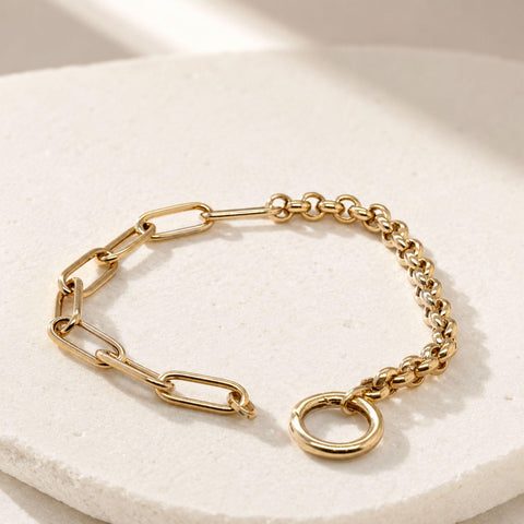 Duo Link Bracelet in 9K Yellow Gold