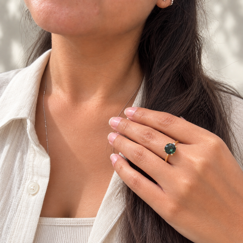 Blue Bell – Madagascar Green Sapphire Engagement Ring