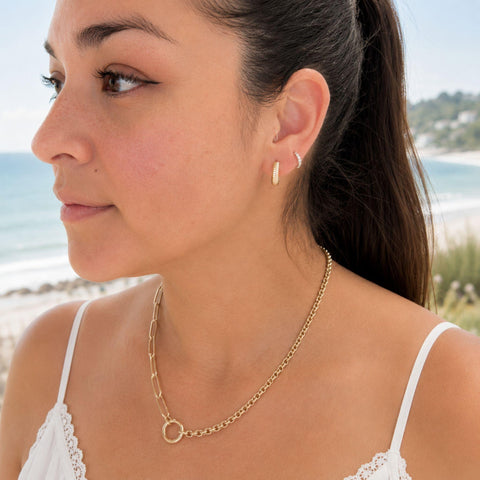 Emely Ribbed Hoop Earrings in 9K Yellow Gold