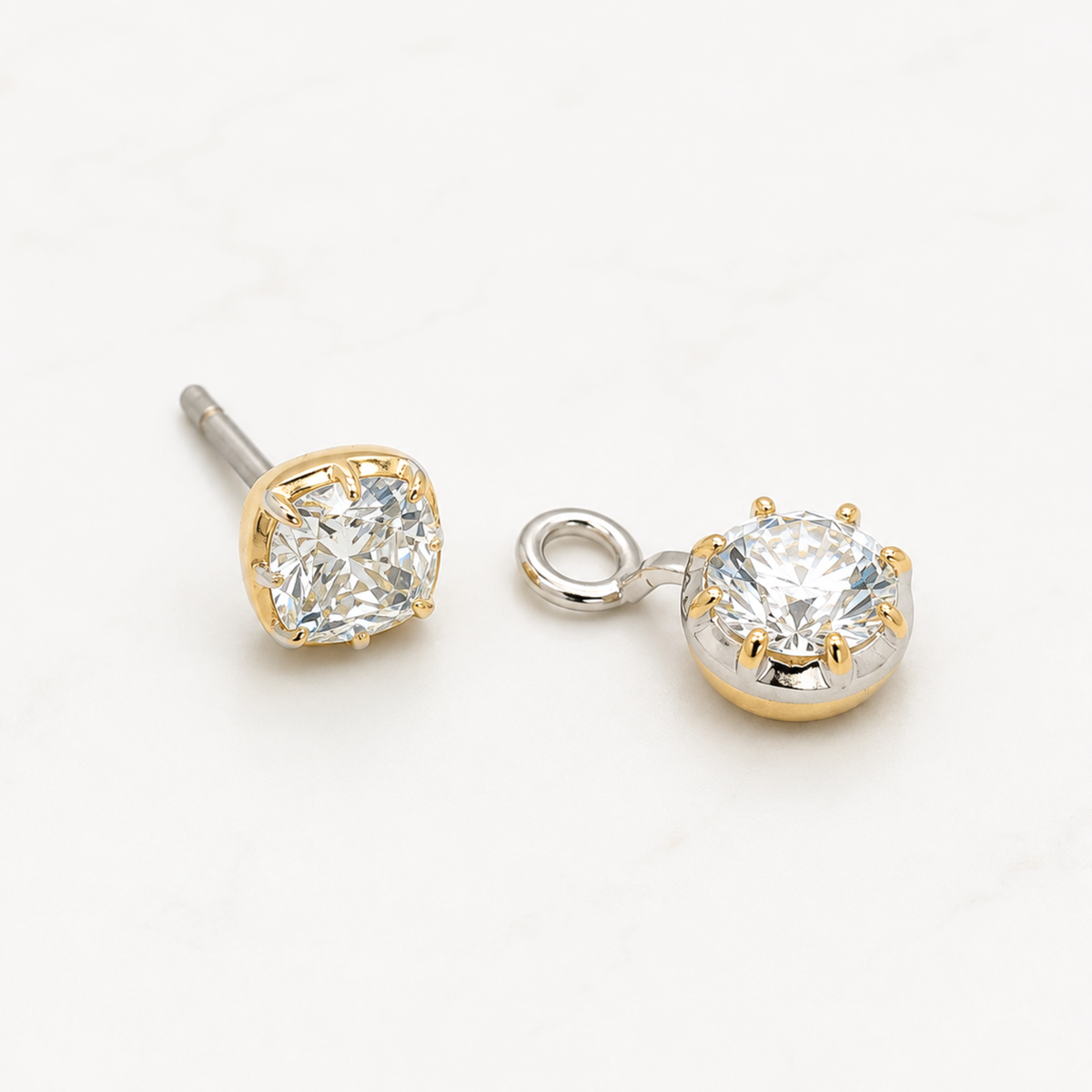 Norse Skaði - Cushion and Round Cut Diamond Earrings -  Paddington Jeweller - Ojco