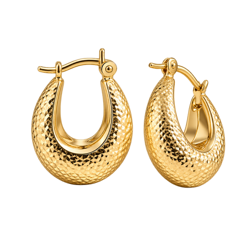 Allie – 9kt Yellow Gold Hammered Hoop Earrings