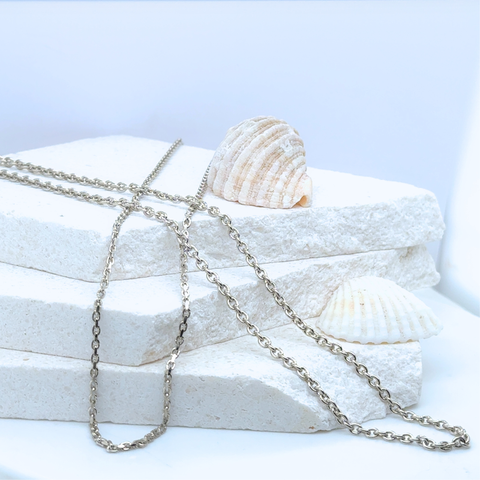 Minimal platinum chain necklace layered styling