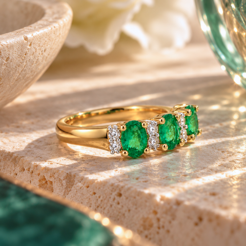 Oaklee- Emerald and Diamond Ring