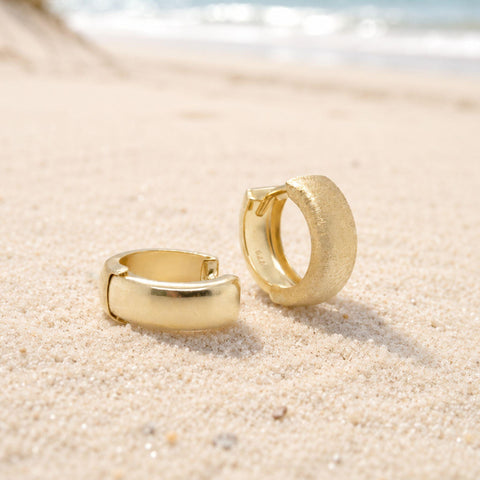Camry Reversible Huggie Earrings in 9K Yellow Gold