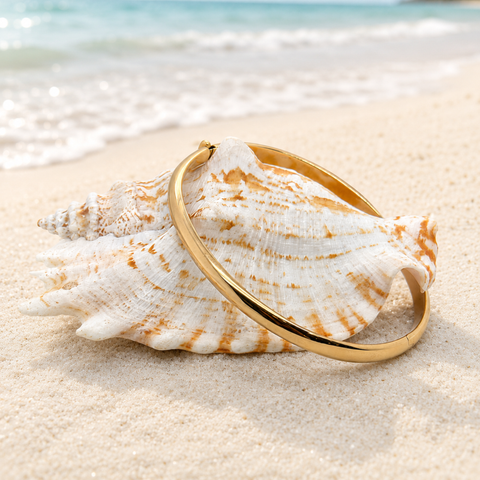 Cameron Half-Round Bangle in 9K Yellow Gold