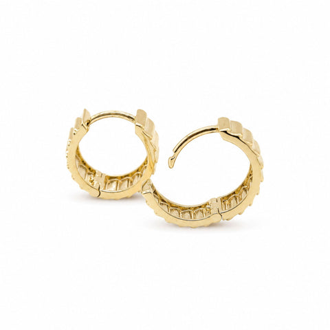Armani Ribbed Huggie Earrings in 9K Yellow Gold