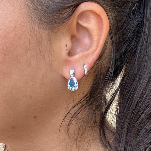 Eleanor – Custom Black Opal Drop Earrings -  Paddington Jeweller - Ojco