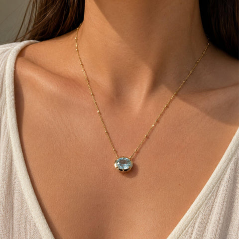 Norse Frigg  - Aquamarine Slider Pendant