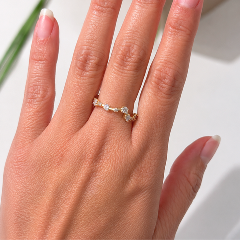 Bruna - Custom Organic Diamond Ring in 9K Yellow Gold