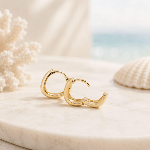 Lorelei Triangle Huggie Earrings in 9K Yellow Gold