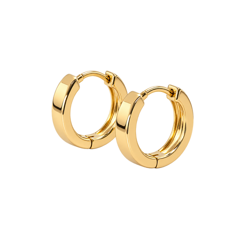 8mm yellow gold square profile huggie earrings