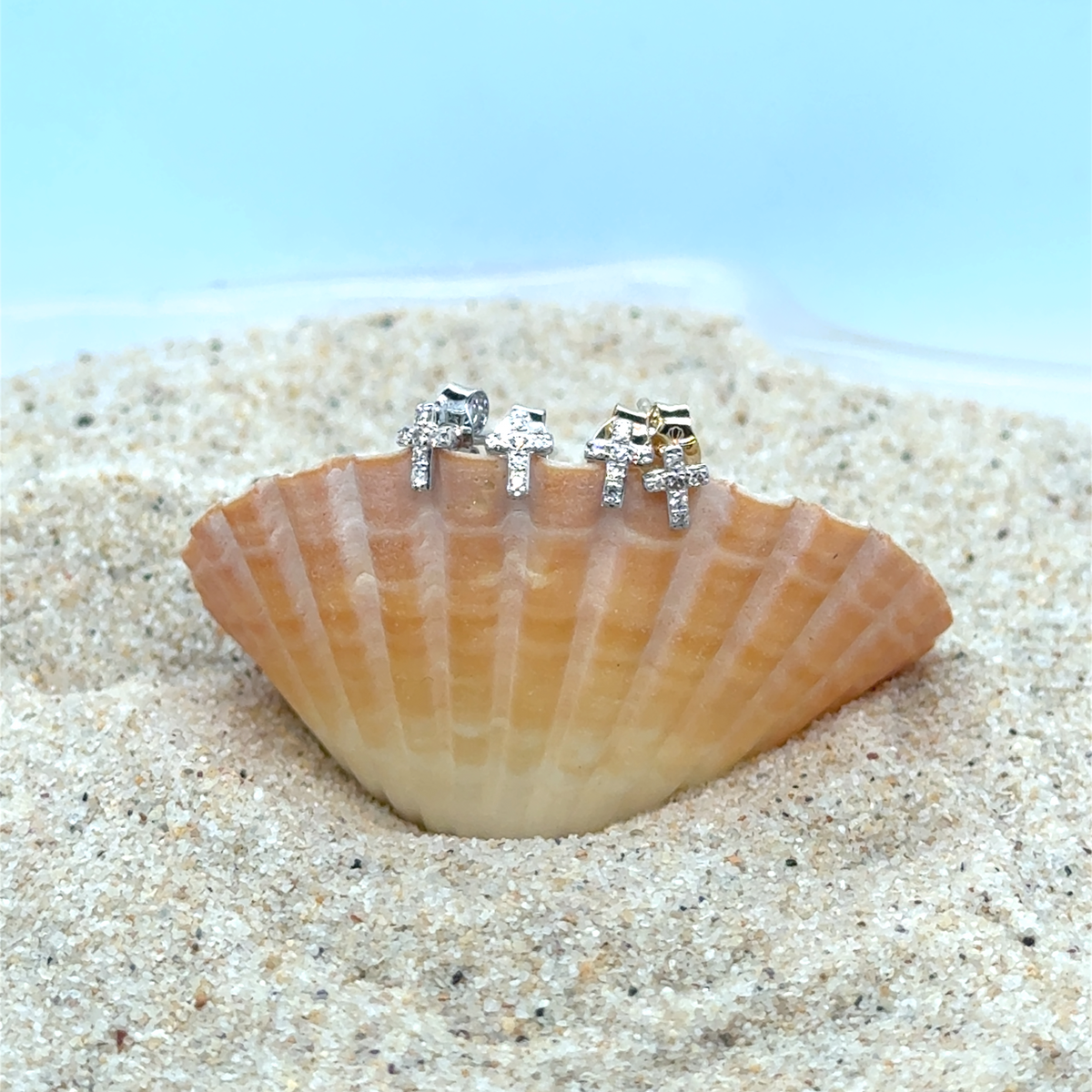 Diamond Cross Stud Earring -  Paddington Jeweller - Ojco