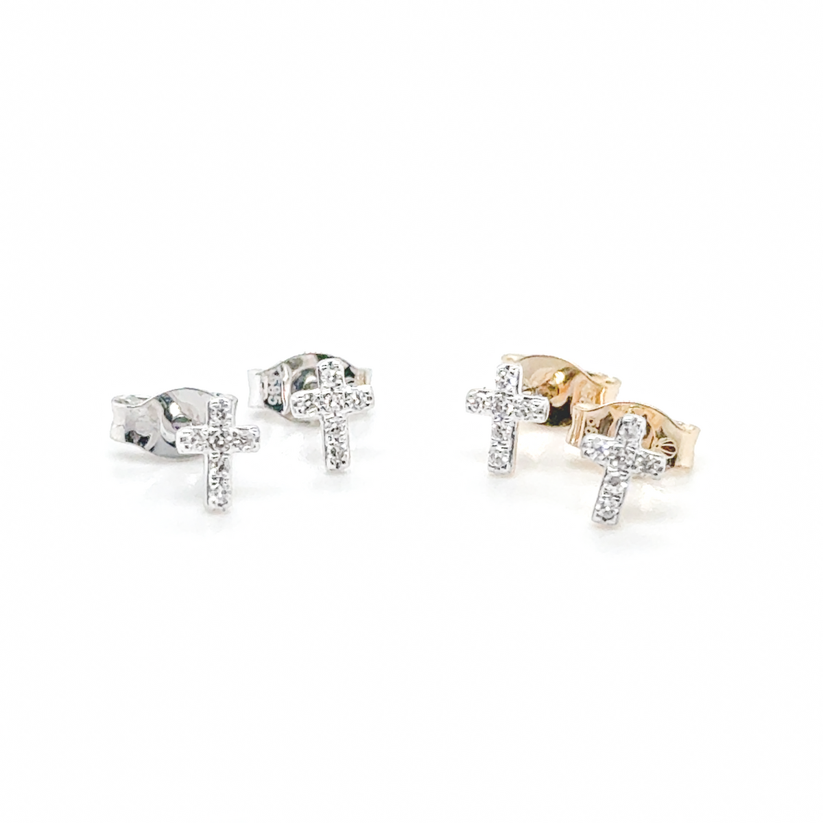 Diamond Cross Stud Earring -  Paddington Jeweller - Ojco