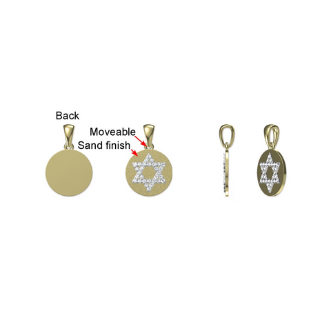 Star of David Diamond Disc Pendant