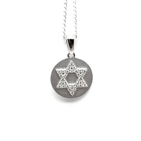 Star of David Diamond Disc Pendant