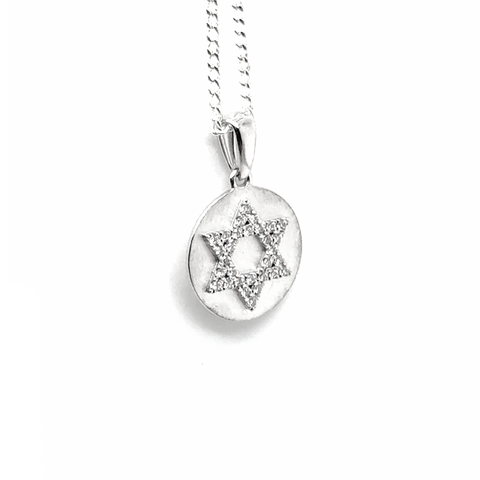 Star of David Diamond Disc Pendant