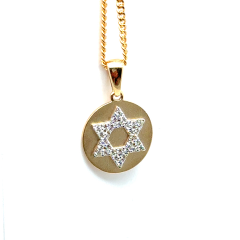 Star of David Diamond Disc Pendant