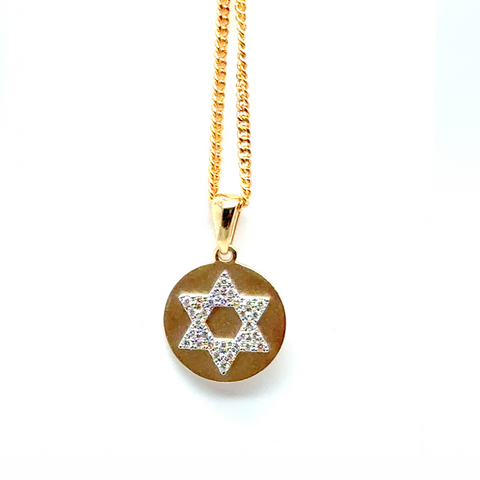 Star of David Diamond Disc Pendant