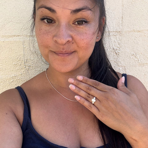 trilogy engagement ring yellow gold diamond