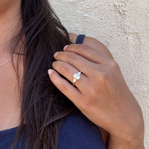 trilogy engagement ring white gold diamond