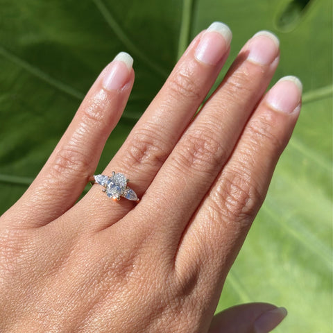 trilogy engagement ring white gold diamond
