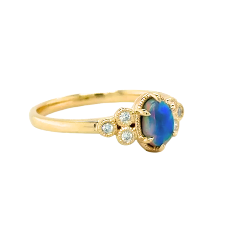 August - Opal and Diamonds Ring -  Paddington Jeweller - Ojco