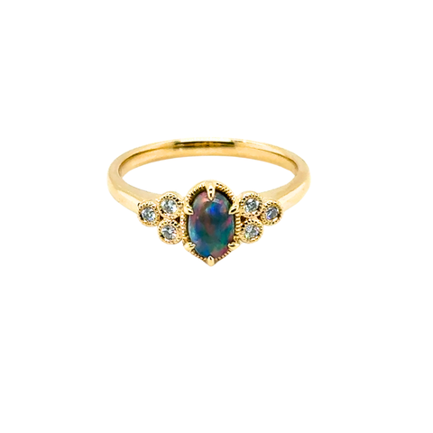 August - Opal and Diamonds Ring -  Paddington Jeweller - Ojco