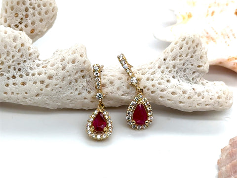 Kora -  Ruby & Diamond Drop Earrings