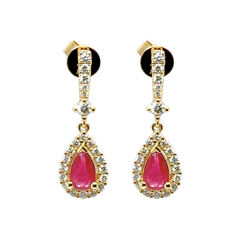 Kora -  Ruby & Diamond Drop Earrings
