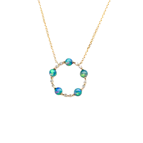 Arianna - Australian Light Opal & Diamond Necklace