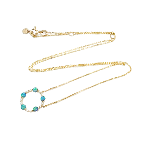 Arianna - Australian Light Opal & Diamond Necklace