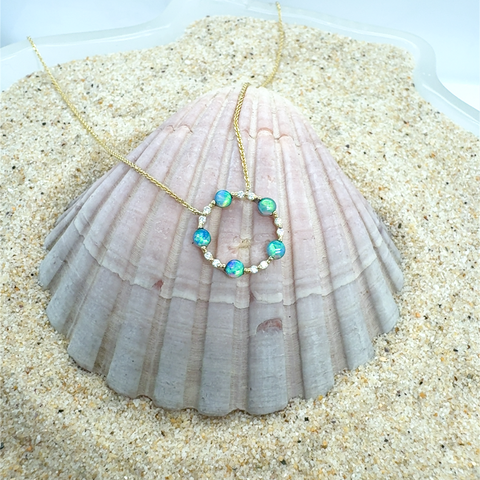 Arianna - Australian Light Opal & Diamond Necklace