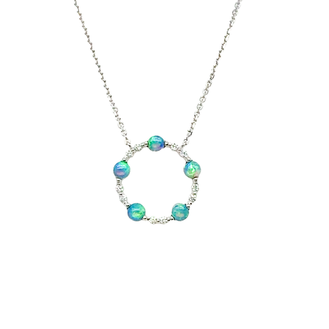 Arianna - Australian Light Opal & Diamond Necklace