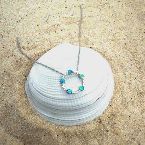 Arianna - Australian Light Opal & Diamond Necklace