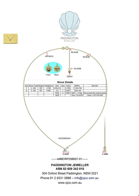 CAD Design Heirloom diamond necklace bespoke design