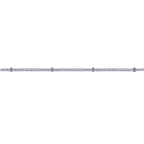 Sterling Silver Diamond Cut Curb & Tiny Ball Necklace - 45cm - 1mm